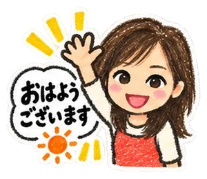 クレヨン画で作った女性のスタンプ