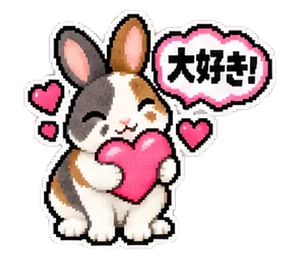 ドット絵のウサギのスタンプの作例