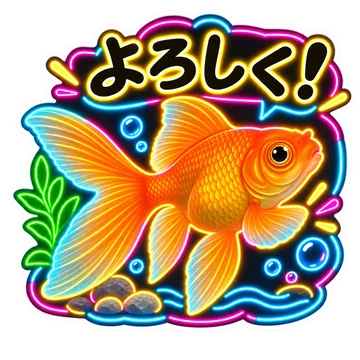 ネオンポップの金魚のスタンプの作例